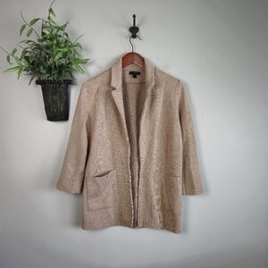 J. Crew Jacket Sophie Wool Blend Open Heather Khaki Knit Cardigan Blazer XXS